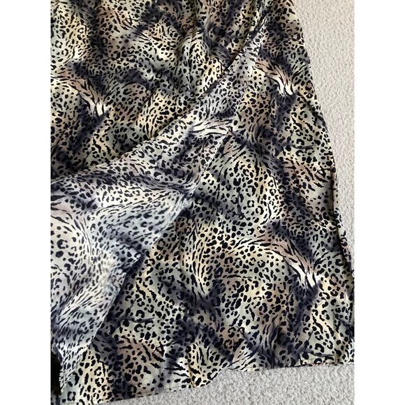 Vintage Ilyse Hart Midi Wrap Skirt 8 Medium Animal Print Flowy Boho Beach Y2K - Picture 3 of 16